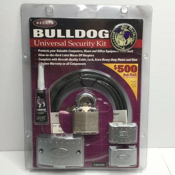 Belkin Bulldog Universal Security Kit Glow In The Dark Heavy Duty Lock Computer - Picture 1 of 7